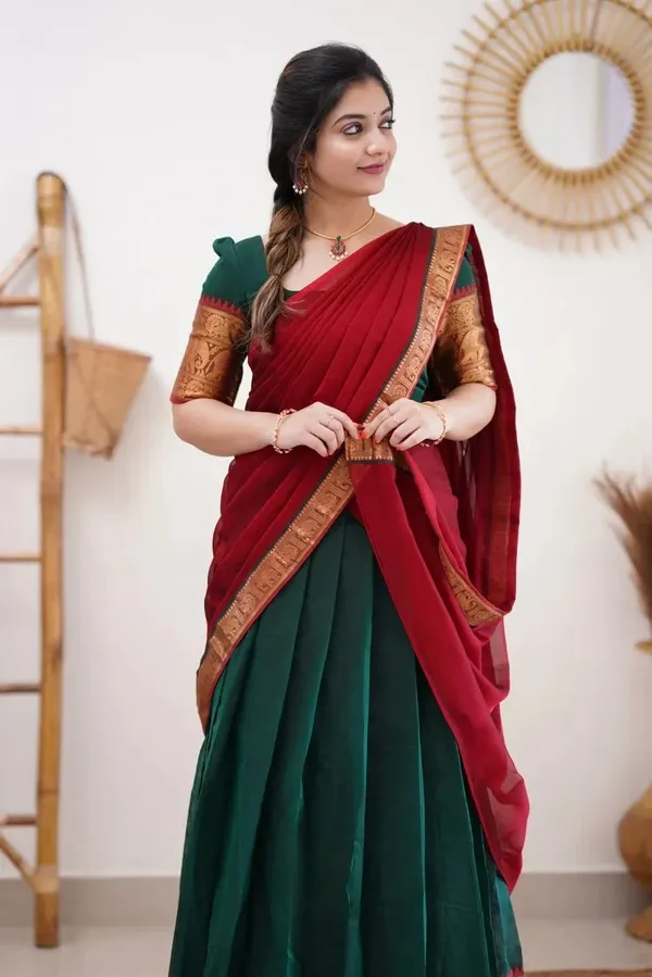 Kanjivaram_Silk_Zari_Half_Lehenga_Saree_With_Blouse_And_Dupatta