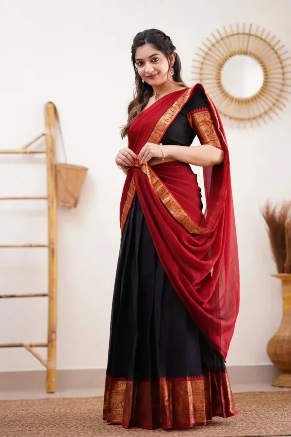 Kanjivaram_Silk_Zari_Half_Lehenga_Saree_With_Blouse_And_Dupatta