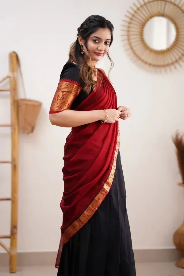 Kanjivaram_Silk_Zari_Half_Lehenga_Saree_With_Blouse_And_Dupatta