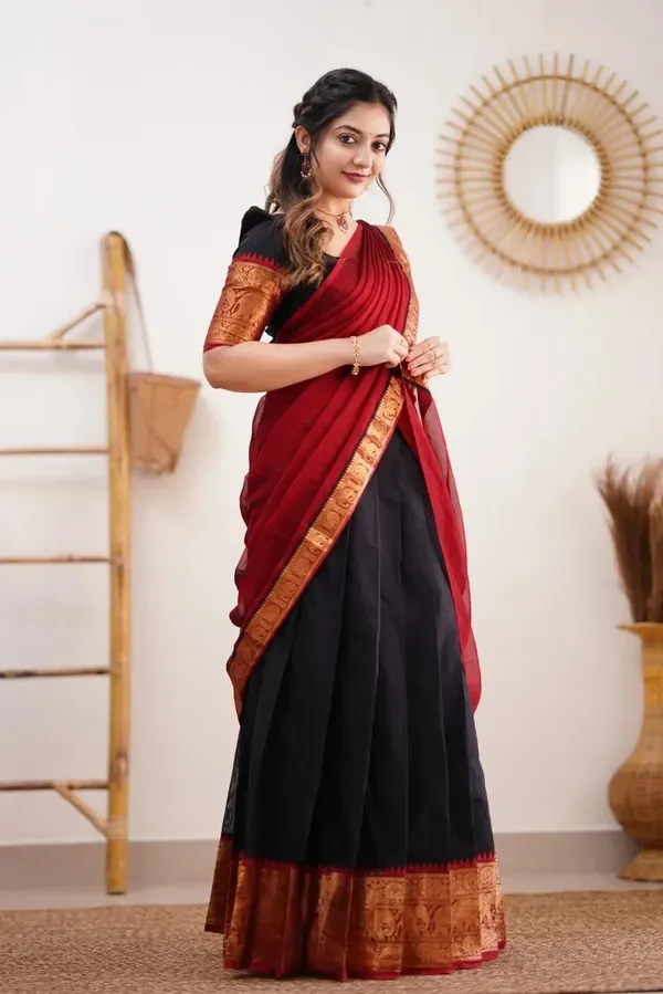 Kanjivaram_Silk_Zari_Half_Lehenga_Saree_With_Blouse_And_Dupatta