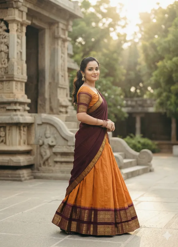Kanjivaram_Silk_Zari_Half_Lehenga_Saree_With_Blouse_And_Dupatta