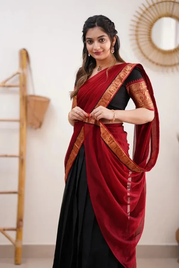 Kanjivaram_Silk_Zari_Half_Lehenga_Saree_With_Blouse_And_Dupatta