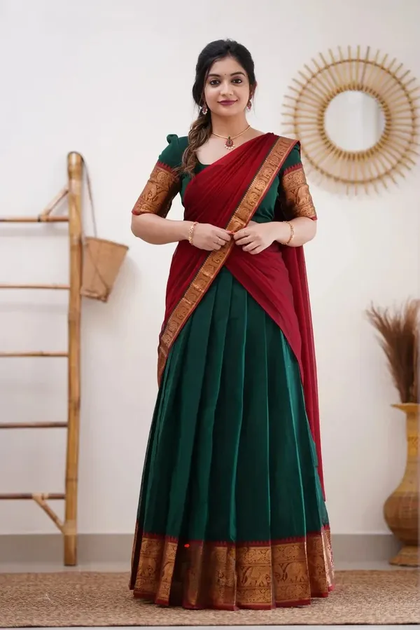 Kanjivaram_Silk_Zari_Half_Lehenga_Saree_With_Blouse_And_Dupatta