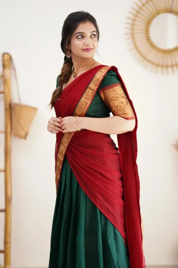 Kanjivaram_Silk_Zari_Half_Lehenga_Saree_With_Blouse_And_Dupatta