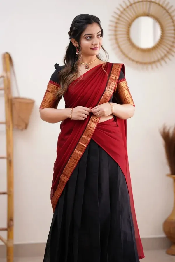 Kanjivaram_Silk_Zari_Half_Lehenga_Saree_With_Blouse_And_Dupatta