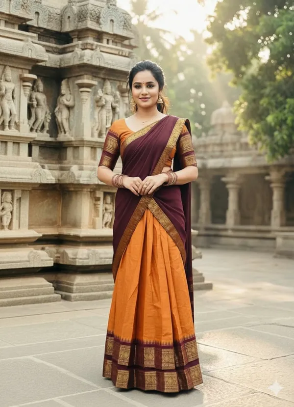 Kanjivaram_Silk_Zari_Half_Lehenga_Saree_With_Blouse_And_Dupatta