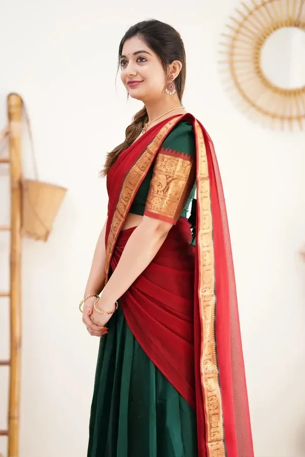 Kanjivaram_Silk_Zari_Half_Lehenga_Saree_With_Blouse_And_Dupatta