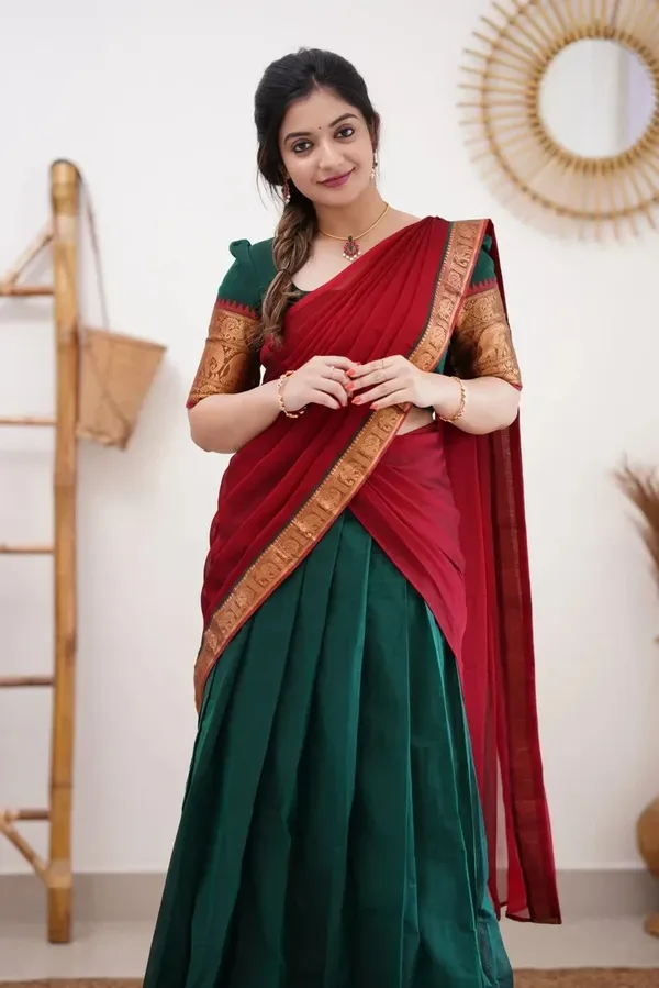 Kanjivaram_Silk_Zari_Half_Lehenga_Saree_With_Blouse_And_Dupatta