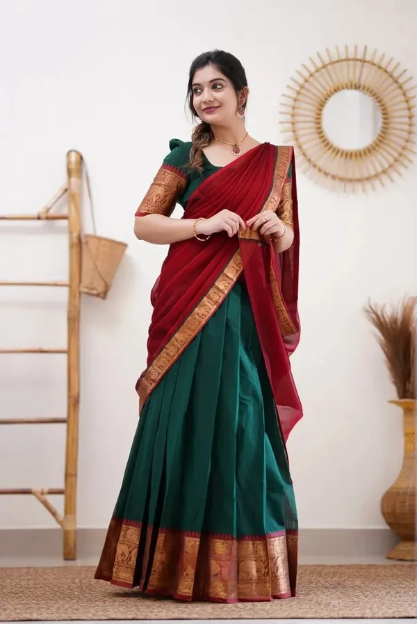 Kanjivaram_Silk_Zari_Half_Lehenga_Saree_With_Blouse_And_Dupatta