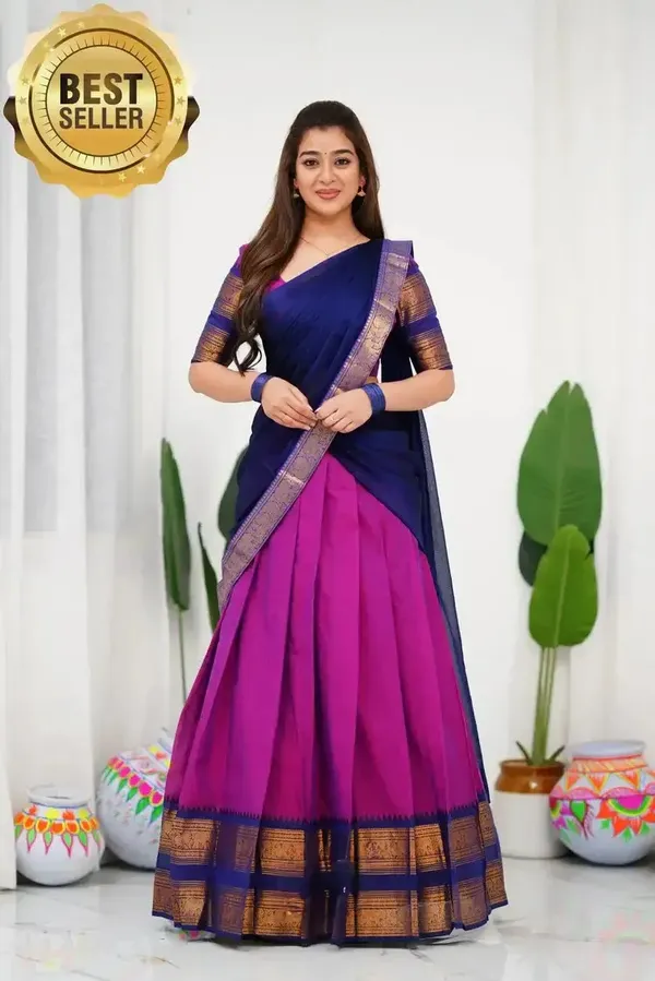 Kanjivaram_Silk_Zari_Half_Lehenga_Saree_With_Blouse_And_Dupatta