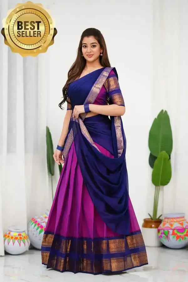 Kanjivaram_Silk_Zari_Half_Lehenga_Saree_With_Blouse_And_Dupatta