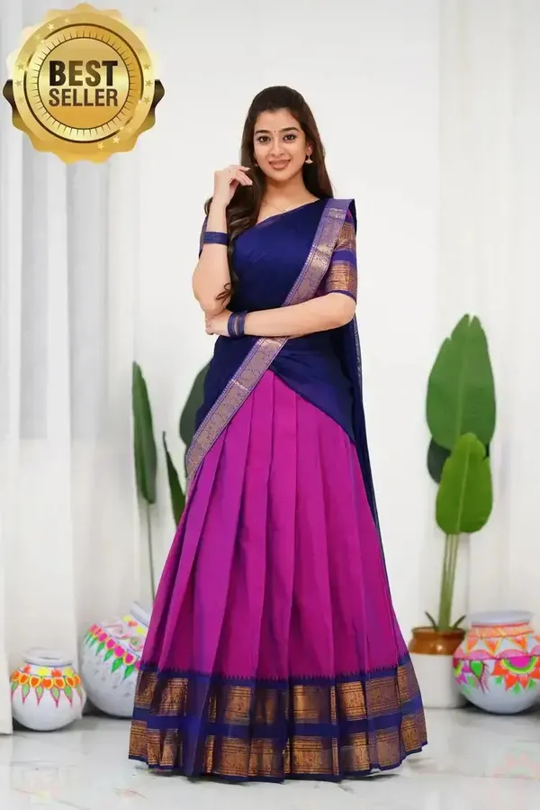 Kanjivaram_Silk_Zari_Half_Lehenga_Saree_With_Blouse_And_Dupatta