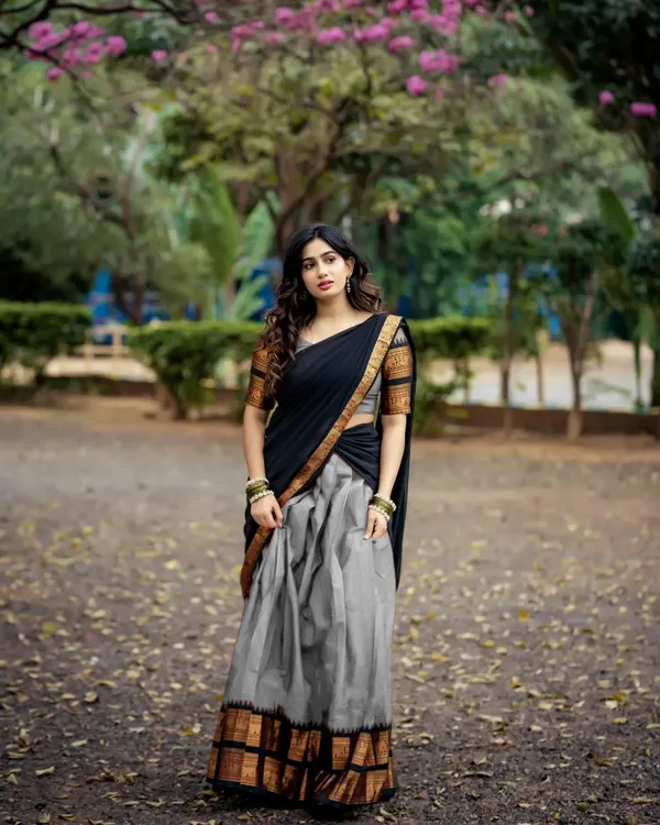 Kanjivaram_Silk_Zari_Half_Lehenga_Saree_With_Blouse_And_Dupatta