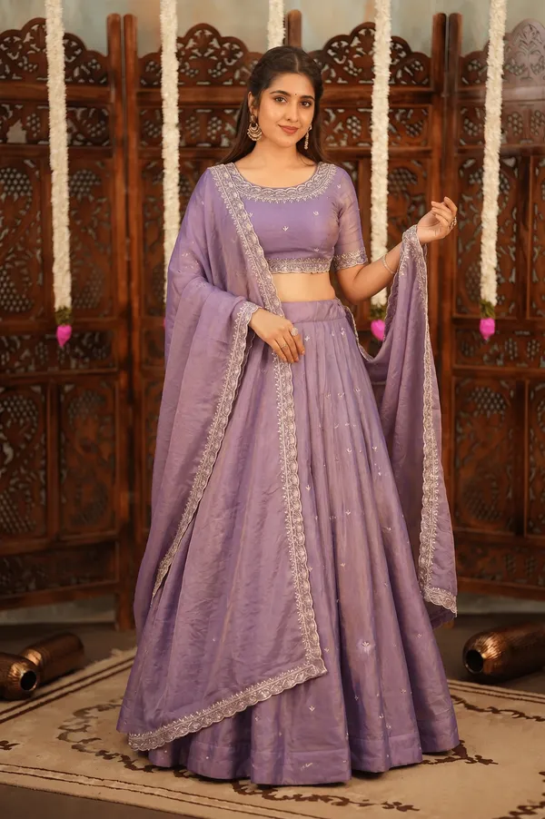 Premium_Lavender_Purple_Embroidered_Half_Saree_Lehenga_Set_with_Designer_Blouse_&_Dupatta