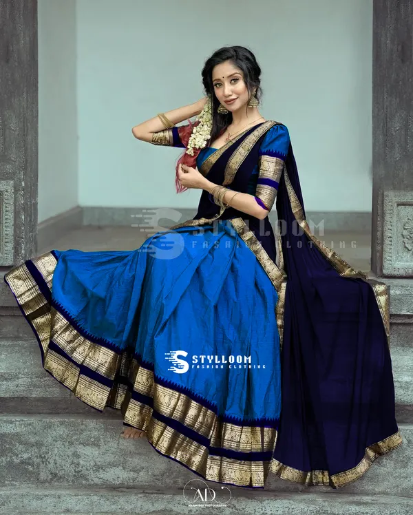 Kanjivaram_Silk_Zari_Half_Lehenga_Saree_With_Blouse_And_Dupatta