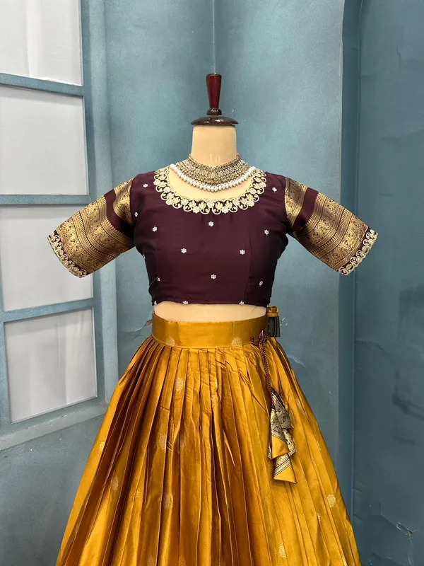 Traditional_yellow__and_Purple_Silk_Half_Saree_with_Zari_Woven_Border