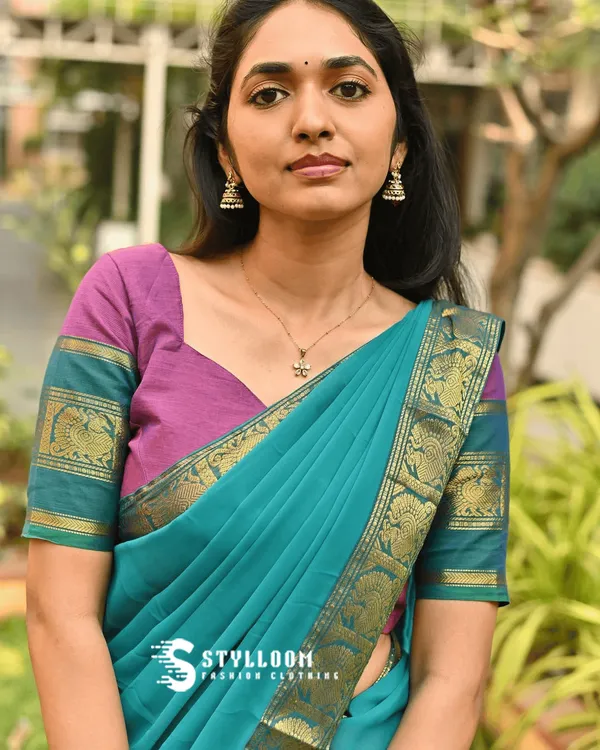 Kanjivaram_Silk_Half_Lehenga_Saree_With_Blouse_And_Dupatta