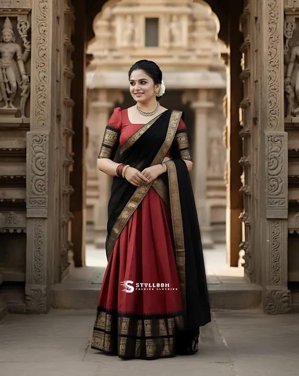 Kanjivaram_Silk_Zari_Half_Lehenga_Saree_With_Blouse_And_Dupatta