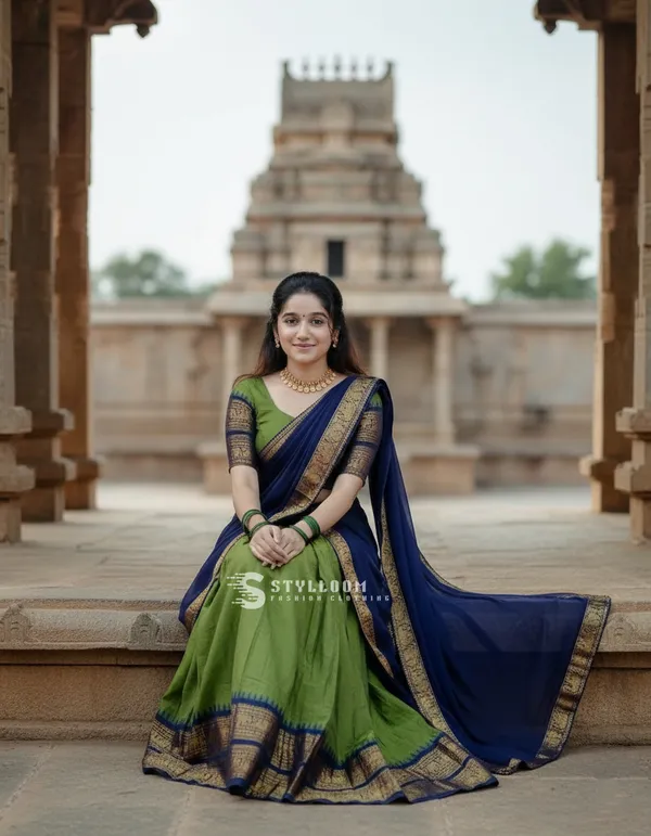 Kanjivaram_Silk_Zari_Half_Lehenga_Saree_With_Blouse_And_Dupatta