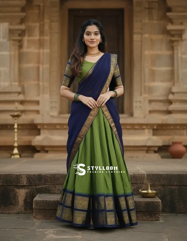 Kanjivaram_Silk_Zari_Half_Lehenga_Saree_With_Blouse_And_Dupatta