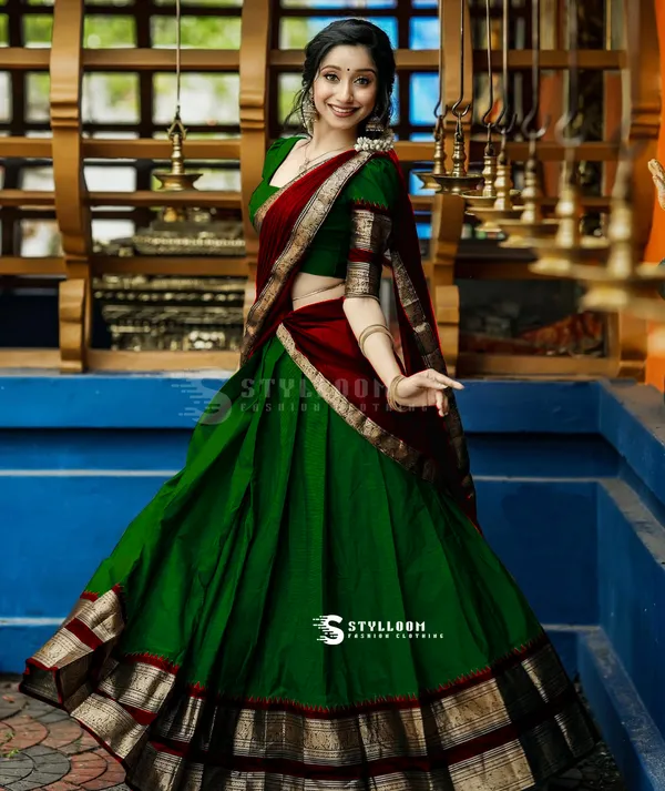 Kanjivaram_Silk_Zari_Half_Lehenga_Saree_With_Blouse_And_Dupatta