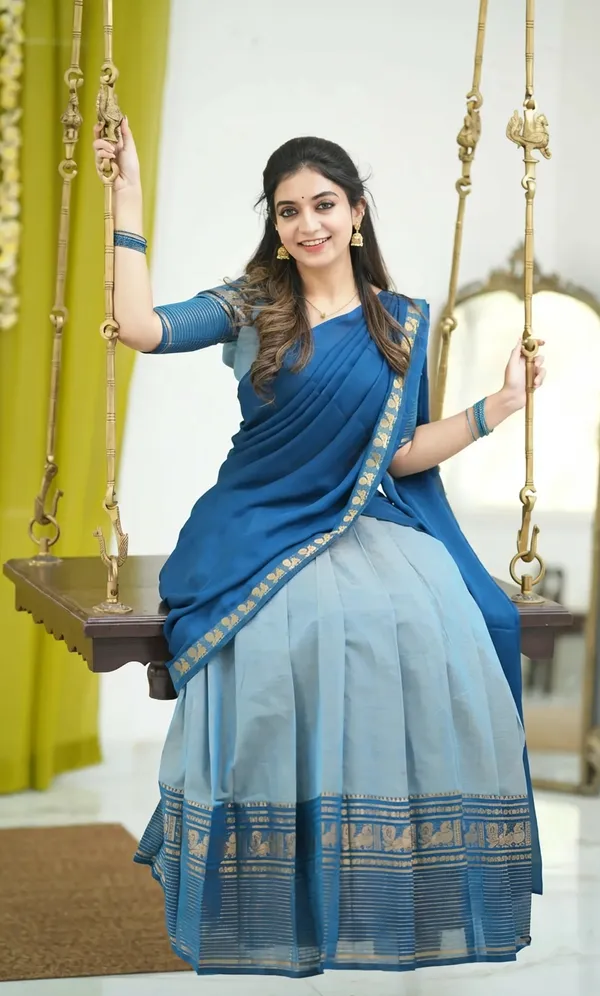 kanjivaram_cotton_half_lehngha_saree_whith_blouse_and_duppata