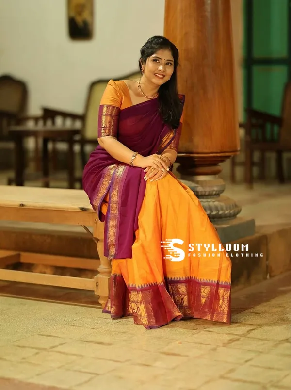 kanjivaram_cotton_half_lehngha_saree_whith_blouse_and_duppata