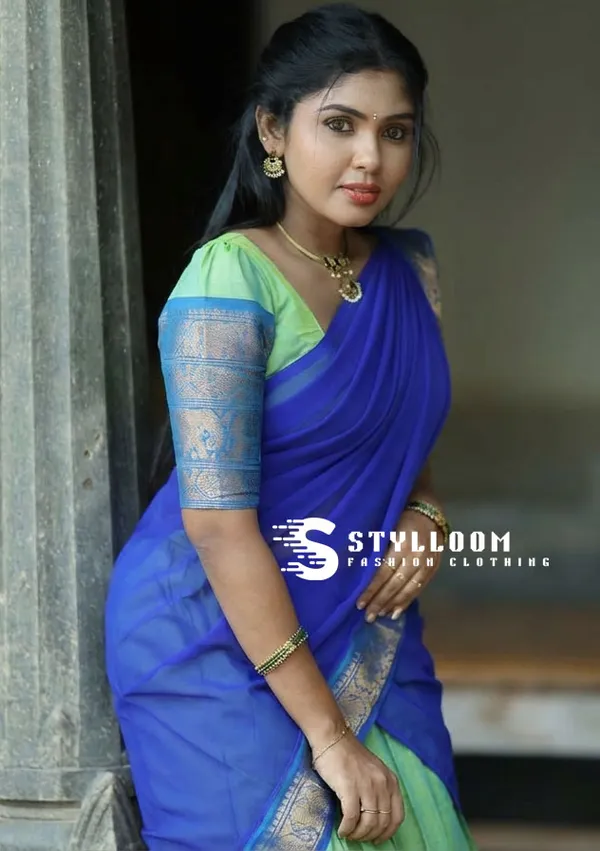 kanjivaram_cotton_half_lehngha_saree_whith_blouse_and_duppata