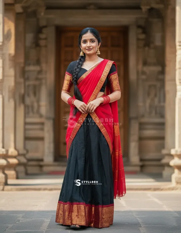 Kanjivaram_Silk_Zari_Half_Lehenga_Saree_With_Blouse_And_Dupatta