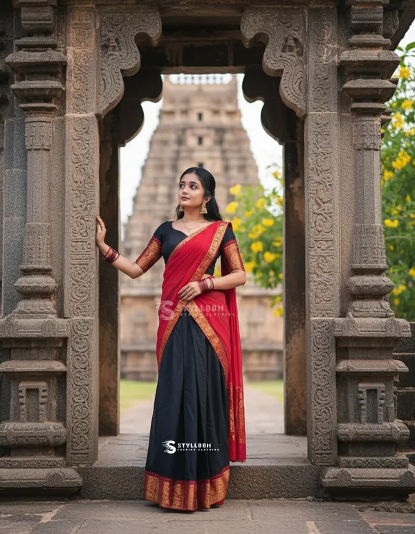 Kanjivaram_Silk_Zari_Half_Lehenga_Saree_With_Blouse_And_Dupatta