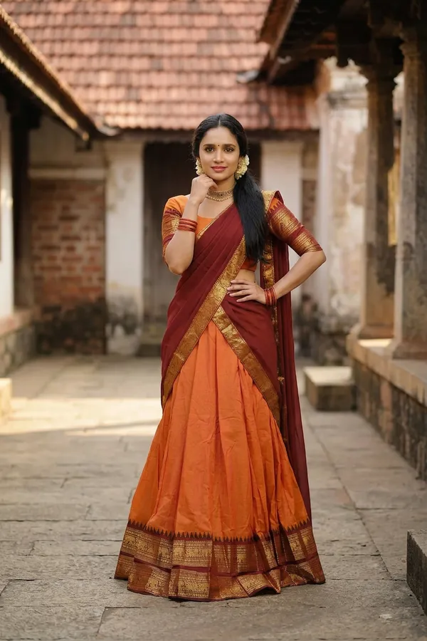 kanjivaram_cotton_half_lehngha_saree_whith_blouse_and_duppata