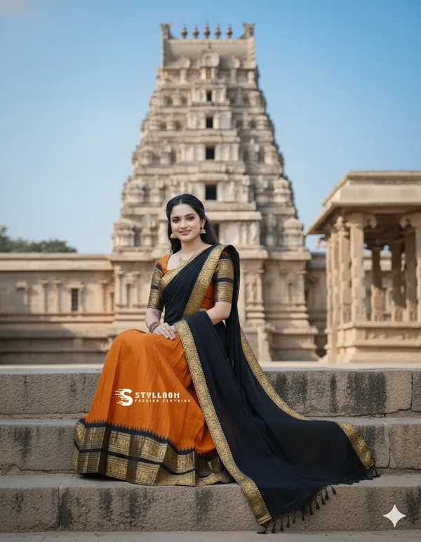 kanjivaram_cotton_half_lehngha_saree_whith_blouse_and_duppata