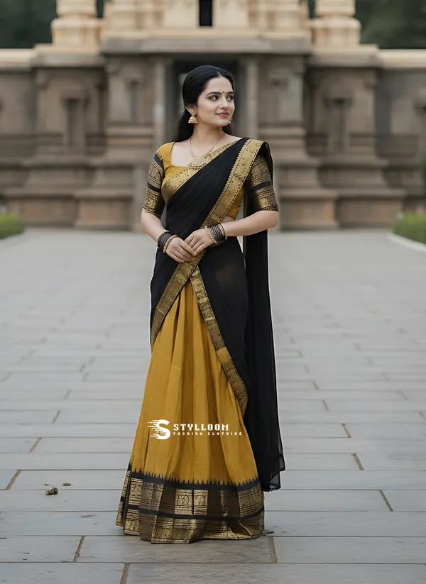 Kanjivaram_Silk_Zari_Half_Lehenga_Saree_With_Blouse_And_Dupatta