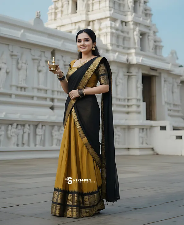 Kanjivaram_Silk_Zari_Half_Lehenga_Saree_With_Blouse_And_Dupatta