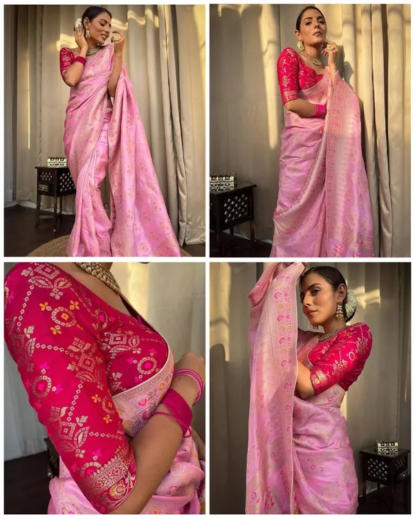 Baby_Pink_Banarasi_soft_Designer_Silk_Saree_With_Blouse_Peace_For_Women