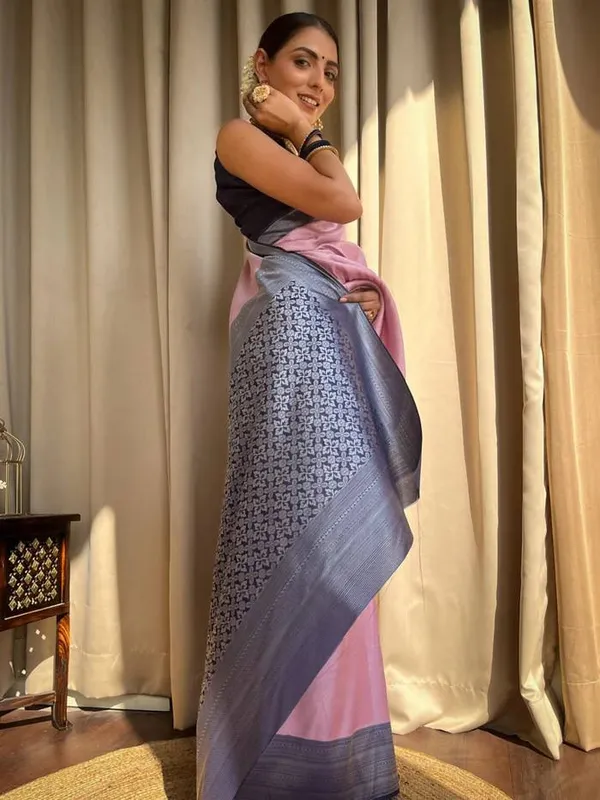 Baby_Pink_Banarasi_Soft_Designer_Silk_Saree_With_Unstitched_Blouse_Piece_For_Women