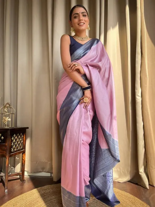 Baby_Pink_Banarasi_Soft_Designer_Silk_Saree_With_Unstitched_Blouse_Piece_For_Women