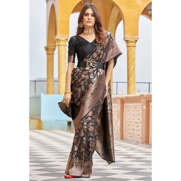 Black_Banarasi_soft_Designer_Silk_Saree_With_Unstitched_Blouse_Piece_For_Women