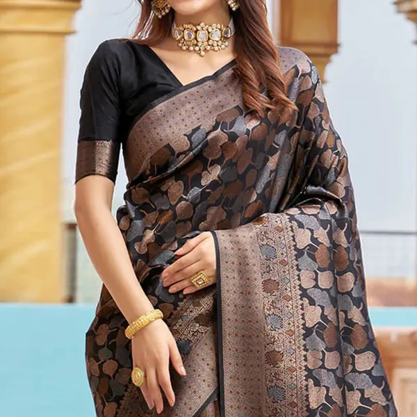 Black_Banarasi_soft_Designer_Silk_Saree_With_Unstitched_Blouse_Piece_For_Women