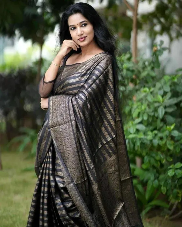 Black_Banarasi_soft_Designer_Silk_Saree_With_Blouse_Piece_For_Women