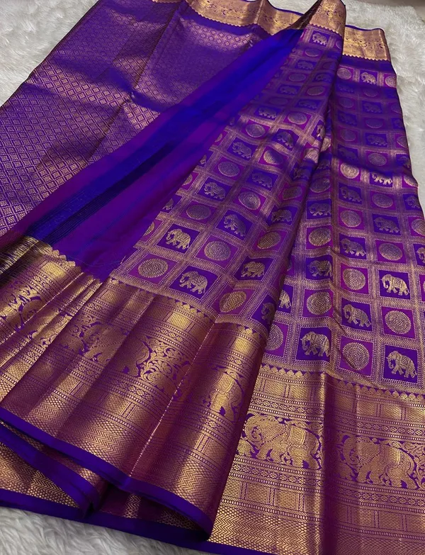 New_Trending_Royal_Blue_Banarasi_Soft_Lichi_Designer_Silk_Saree_With_Jacquard_Work_With_Unstitched_Blouse_Piece_For_Women