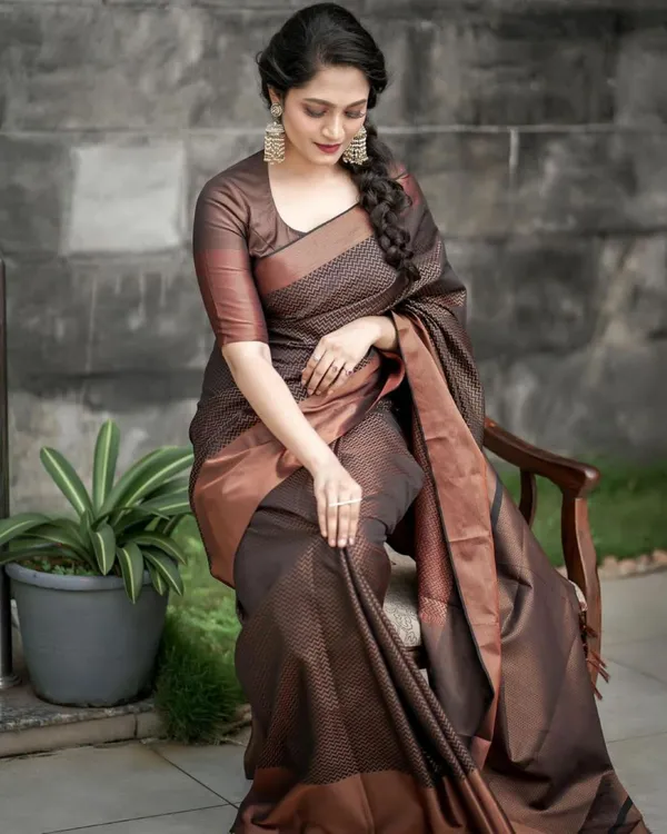 Coffee_Banarasi_soft_Designer_Silk_Saree_With_Unstitched_Blouse_Piece_For_Women