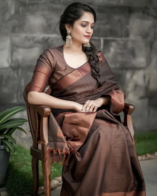 Coffee_Banarasi_soft_Designer_Silk_Saree_With_Unstitched_Blouse_Piece_For_Women