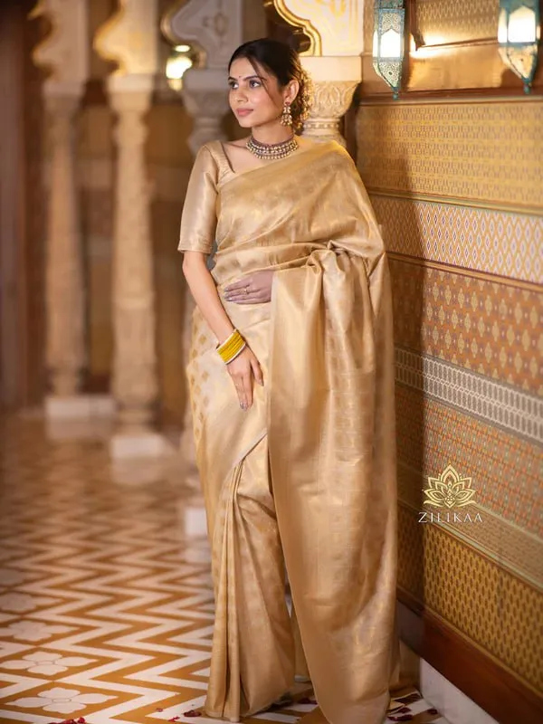 Cream_Banarasi_Soft_Lichi_Designer_Silk_Saree_With_blouse_Peace_For_Women