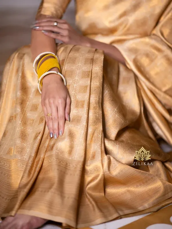 Cream_Banarasi_Soft_Lichi_Designer_Silk_Saree_With_blouse_Peace_For_Women