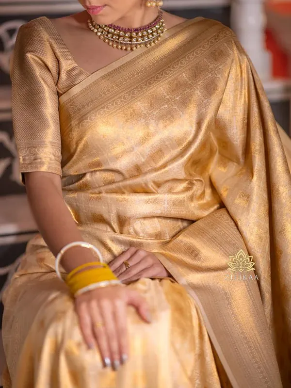 Cream_Banarasi_Soft_Lichi_Designer_Silk_Saree_With_blouse_Peace_For_Women