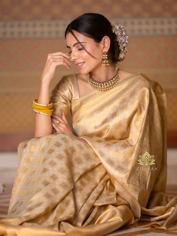 Cream_Banarasi_Soft_Lichi_Designer_Silk_Saree_With_blouse_Peace_For_Women