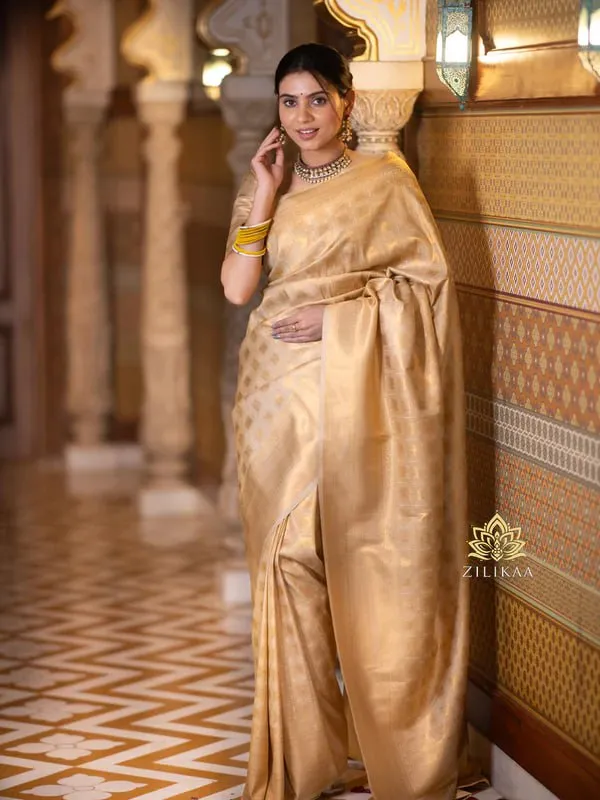 Cream_Banarasi_Soft_Lichi_Designer_Silk_Saree_With_blouse_Peace_For_Women