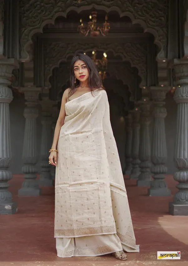 Cream_Cotton_Soft_Designer_Silk_Saree_With_Blouse_Peace_For_Women