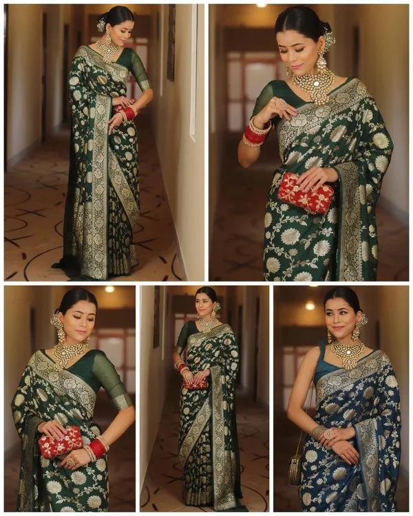 Green_Banarasi_soft_Designer_Silk_Saree_With_Blouse_Peace_For_Women